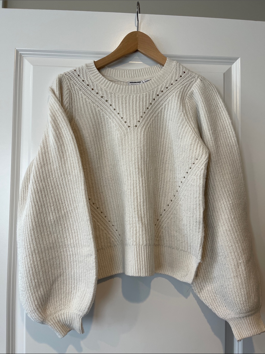 Noisy May Cream Knit Bubble Sleeve Sweater